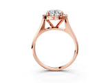 Rose gold Round Cut Halo Solitaire Engagement Ring with Square Band and Four-Prong Setting_69
