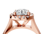 Rose gold Round Cut Halo Solitaire Engagement Ring with Square Band and Four-Prong Setting_70