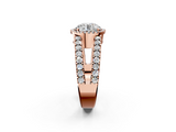 Rose gold Round Cut Halo Split Shank Diamond Ring with Four-Prong Setting_66