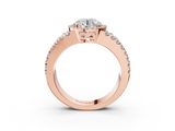 Rose gold Round Cut Halo Split Shank Diamond Ring with Four-Prong Setting_67