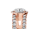 Rose gold Round Cut Halo Split Shank Diamond Ring with Four-Prong Setting_69