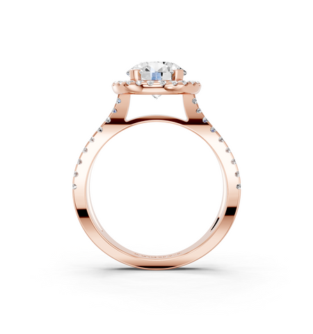 Rose gold Round Cut Halo Split Shank Pave Set Ring_26