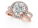 Rose gold Round Cut Halo Split Shank Pave Set Ring_67