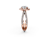 Rose gold Round Cut Halo Split Shank Pave Set Ring_68