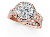 Rose gold Round Cut Halo Split Shank Prong Setting Ring_92