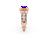 Rose gold Round Cut Halo Tanzanite Ring with Split Shank and Four-Prong Setting_2