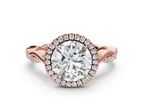 Rose gold Round Cut Halo Twist Band with Four-Prong Setting_15