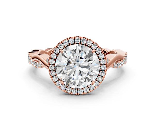 Rose Gold Round Interwoven Twist Halo Engagement Ring Setting