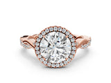 Rose gold Round Cut Halo Twist Band with Four-Prong Setting_3