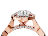 Rose gold Round Cut Halo Twist Band with Four-Prong Setting_7