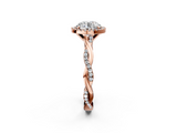 Rose gold Round Cut Halo Twisted Band Four-Prong Ring_35