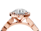 Rose gold Round Cut Halo Twisted Band Four-Prong Ring_37