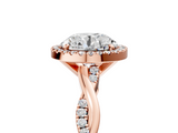 Rose gold Round Cut Halo Twisted Band Four-Prong Ring_38