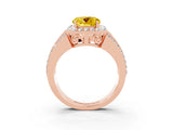 Rose gold Round Cut Halo Yellow Sapphire Ring with Split Shank and Four-Prong Setting_27