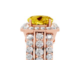 Rose gold Round Cut Halo Yellow Sapphire Ring with Split Shank and Four-Prong Setting_29