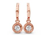 Rose gold Round Cut Milgrain Bezel Set Leverback Earrings_26