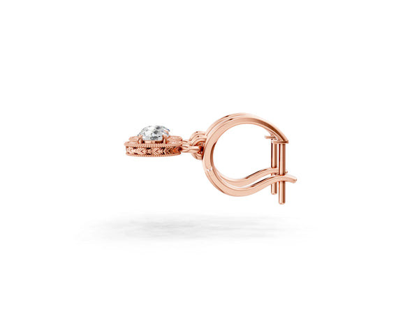 Rose gold Round Cut Milgrain Bezel Set Leverback Earrings
