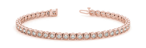Rose gold Round Cut Milgrain Bezel Set Tennis Bracelet