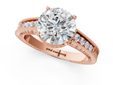 Rose gold Round Cut Milgrain Channel Set Engagement Ring with Solitaire Prong Setting_57