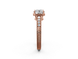 Rose gold Round Cut Milgrain Channel Set Engagement Ring with Solitaire Prong Setting_58
