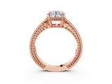 Rose gold Round Cut Milgrain Channel Set Engagement Ring with Solitaire Prong Setting_59