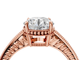 Rose gold Round Cut Milgrain Channel Set Engagement Ring with Solitaire Prong Setting_60