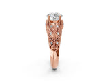 Rose gold Round Cut Milgrain Pave Diamond Engagement Ring with Four-Prong Setting_5