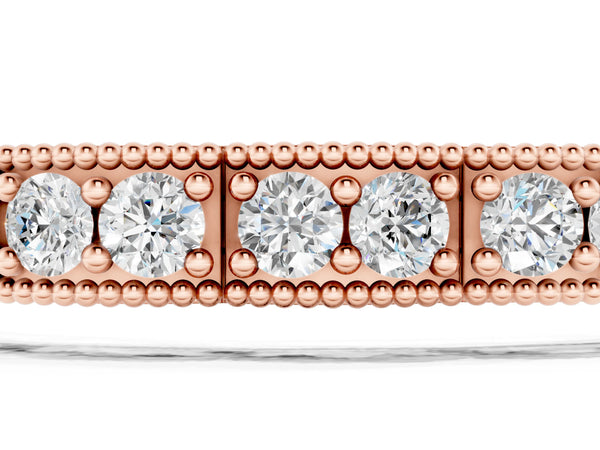 Rose gold Round Cut Milgrain Tennis Bracelet with Box Setting