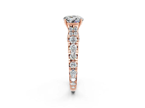 Rose gold Round Cut Moissanite Classic Solitaire Ring with Pavé Band and Four-Prong Setting_2