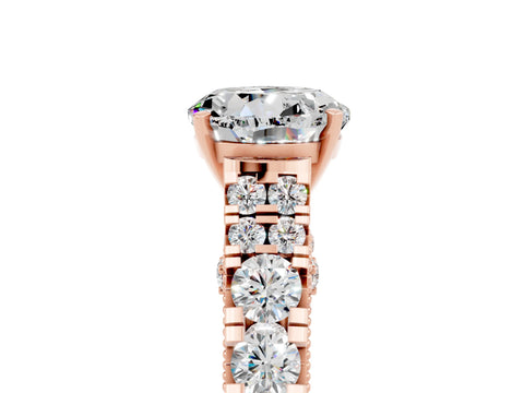Rose gold Round Cut Moissanite Classic Solitaire Ring with Pavé Band and Four-Prong Setting_5