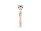 Rose gold Round Cut Moissanite Cluster Side Stone Solitaire Ring with Prong Setting_26