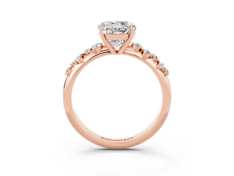 Rose gold Round Cut Moissanite Cluster Side Stone Solitaire Ring with Prong Setting_27