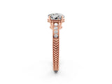 Rose gold Round Cut Moissanite Engagement Ring with Milgrain Channel Set Band and Prong Setting_2