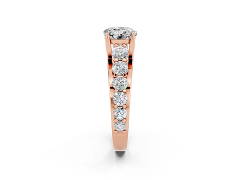 Rose gold Round Cut Moissanite Engagement Ring with Pavé Band and Four-Prong Setting_2
