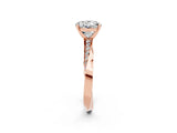 Rose gold Round Cut Moissanite Engagement Ring with Side Stone Accents and Four-Prong Setting_29