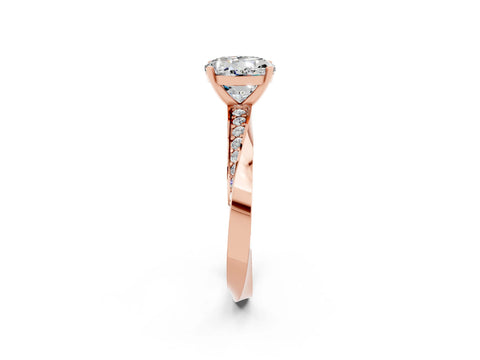 Rose gold Round Cut Moissanite Engagement Ring with Side Stone Accents and Four-Prong Setting_29