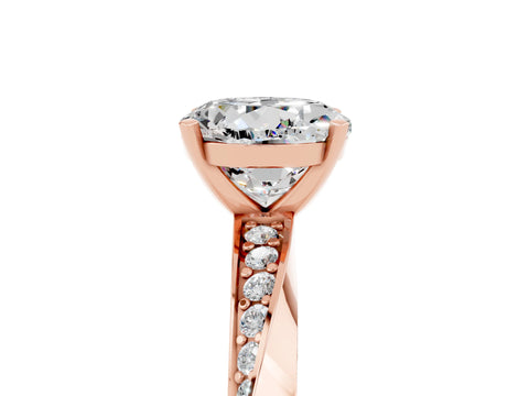 Rose gold Round Cut Moissanite Engagement Ring with Side Stone Accents and Four-Prong Setting_32