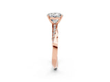 Rose gold Round Cut Moissanite Engagement Ring with Side Stone Accents and Four-Prong Setting_62