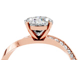Rose gold Round Cut Moissanite Engagement Ring with Side Stone Accents and Four-Prong Setting_64