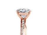 Rose gold Round Cut Moissanite Engagement Ring with Side Stone Accents and Four-Prong Setting_65