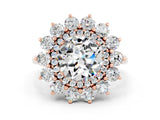 Rose gold Round Cut Moissanite Floral Double Halo Engagement Ring with Prong Setting_12