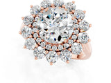 Rose gold Round Cut Moissanite Floral Double Halo Engagement Ring with Prong Setting_13