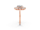 Rose gold Round Cut Moissanite Floral Double Halo Engagement Ring with Prong Setting_14