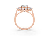 Rose gold Round Cut Moissanite Floral Double Halo Engagement Ring with Prong Setting_15