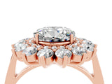 Rose gold Round Cut Moissanite Floral Double Halo Engagement Ring with Prong Setting_16