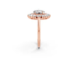 Rose gold Round Cut Moissanite Floral Double Halo Engagement Ring with Prong Setting_62
