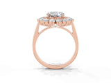 Rose gold Round Cut Moissanite Floral Double Halo Engagement Ring with Prong Setting_63