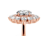 Rose gold Round Cut Moissanite Floral Double Halo Engagement Ring with Prong Setting_65