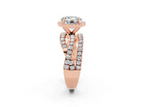 Rose gold Round Cut Moissanite Halo Ring with Round Split Shank and Prong Setting_50
