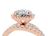 Rose gold Round Cut Moissanite Halo Ring with Round Split Shank and Prong Setting_52